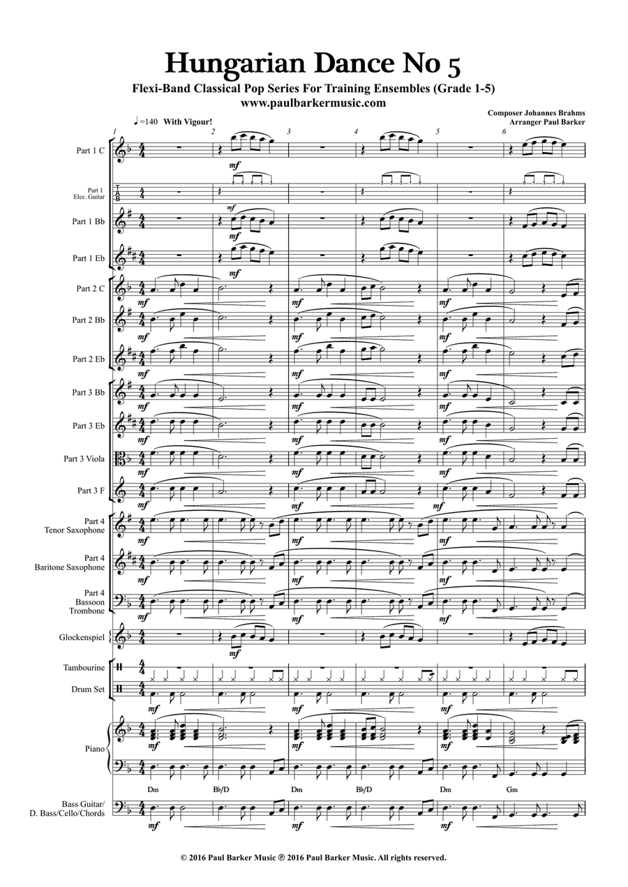 Hungarian Dance No: 5 (Flexible Instrumentation) Concert Band scores gallery preview page 4