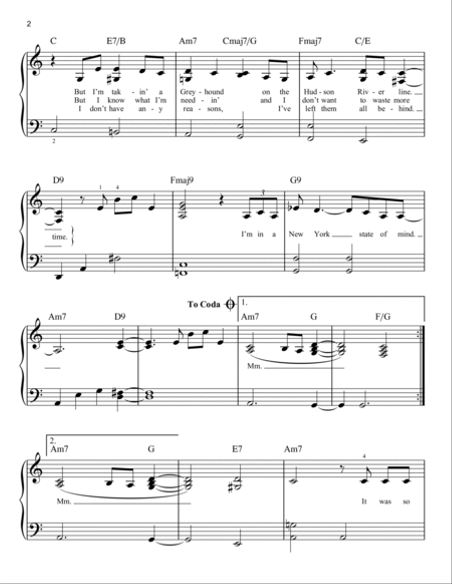 New York State Of Mind Easy Piano scores gallery preview page 2