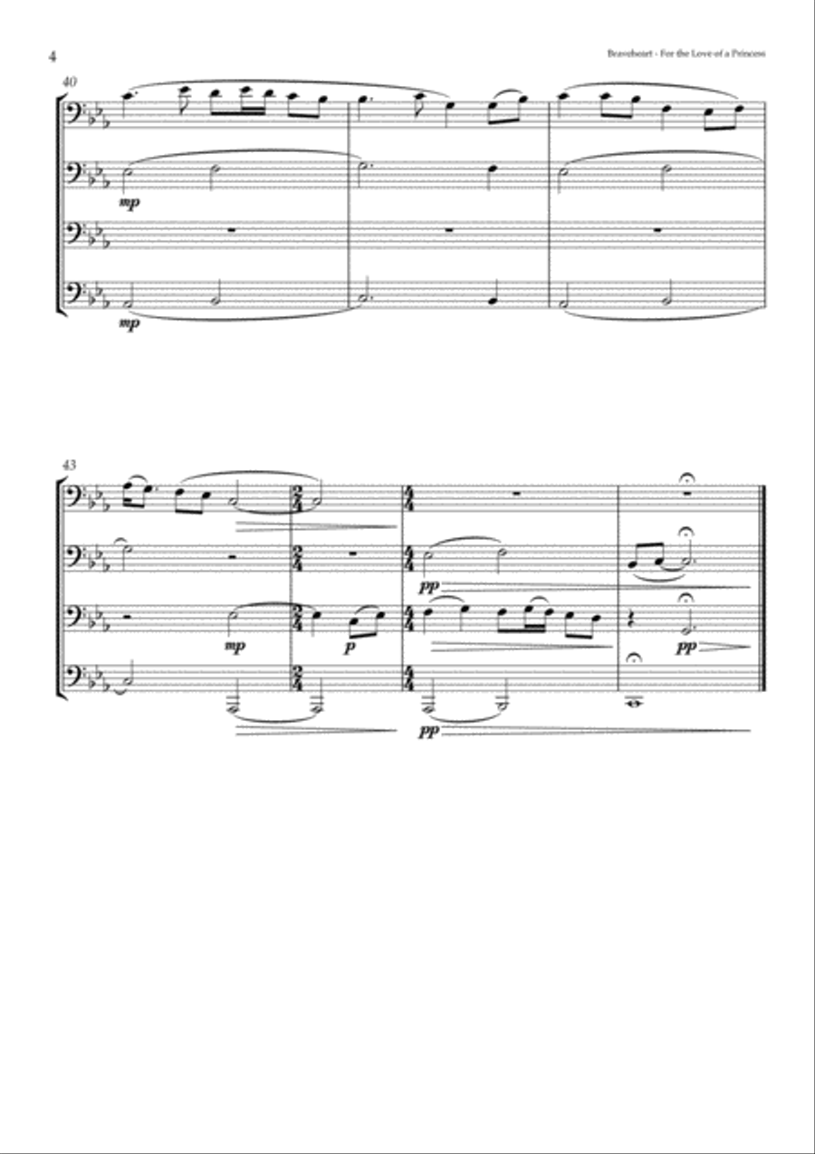 For The Love Of A Princess from the Twentieth Century Fox Motion Picture BRAVEHEART Brass Ensemble scores gallery preview page 4