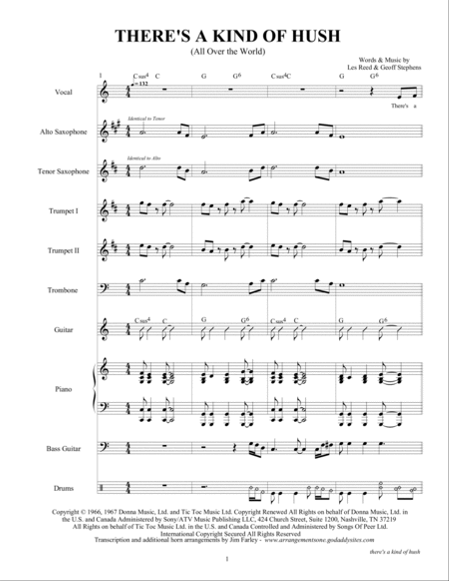 There's A Kind Of Hush (all Over The World) Tenor Saxophone scores gallery preview page 3