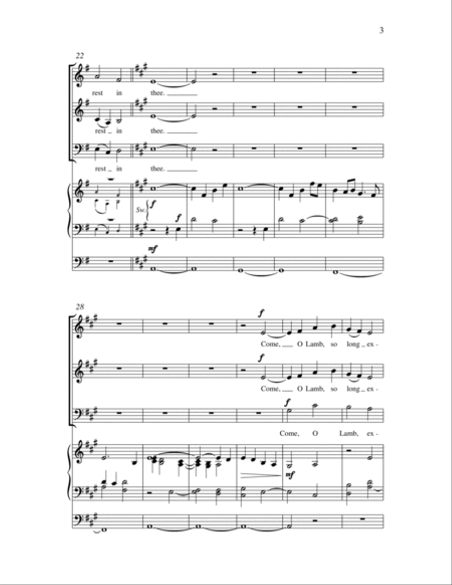 Come, thou long-expected Jesus 3-Part scores gallery preview page 3