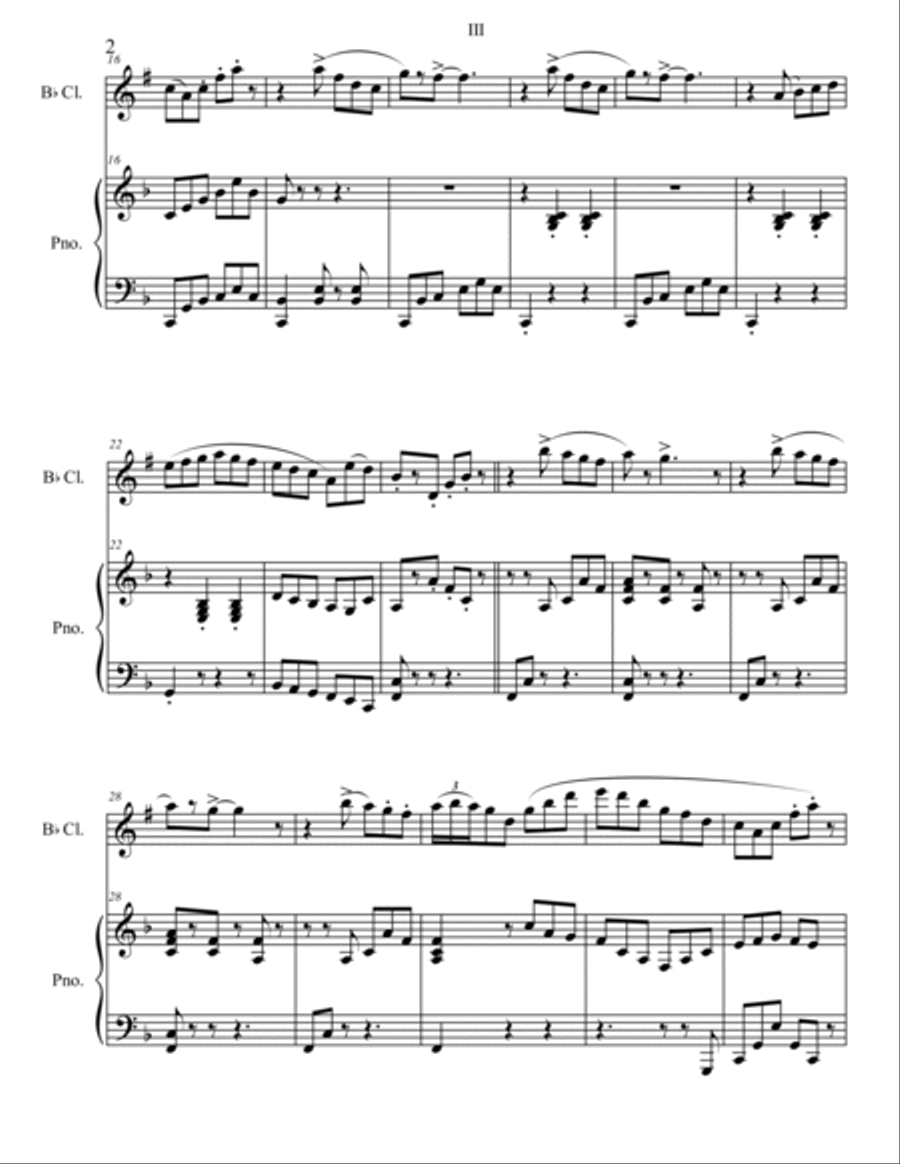 Rhapsody for Clarinet and Piano No.1 Mvt. III Clarinet Solo scores gallery preview page 2