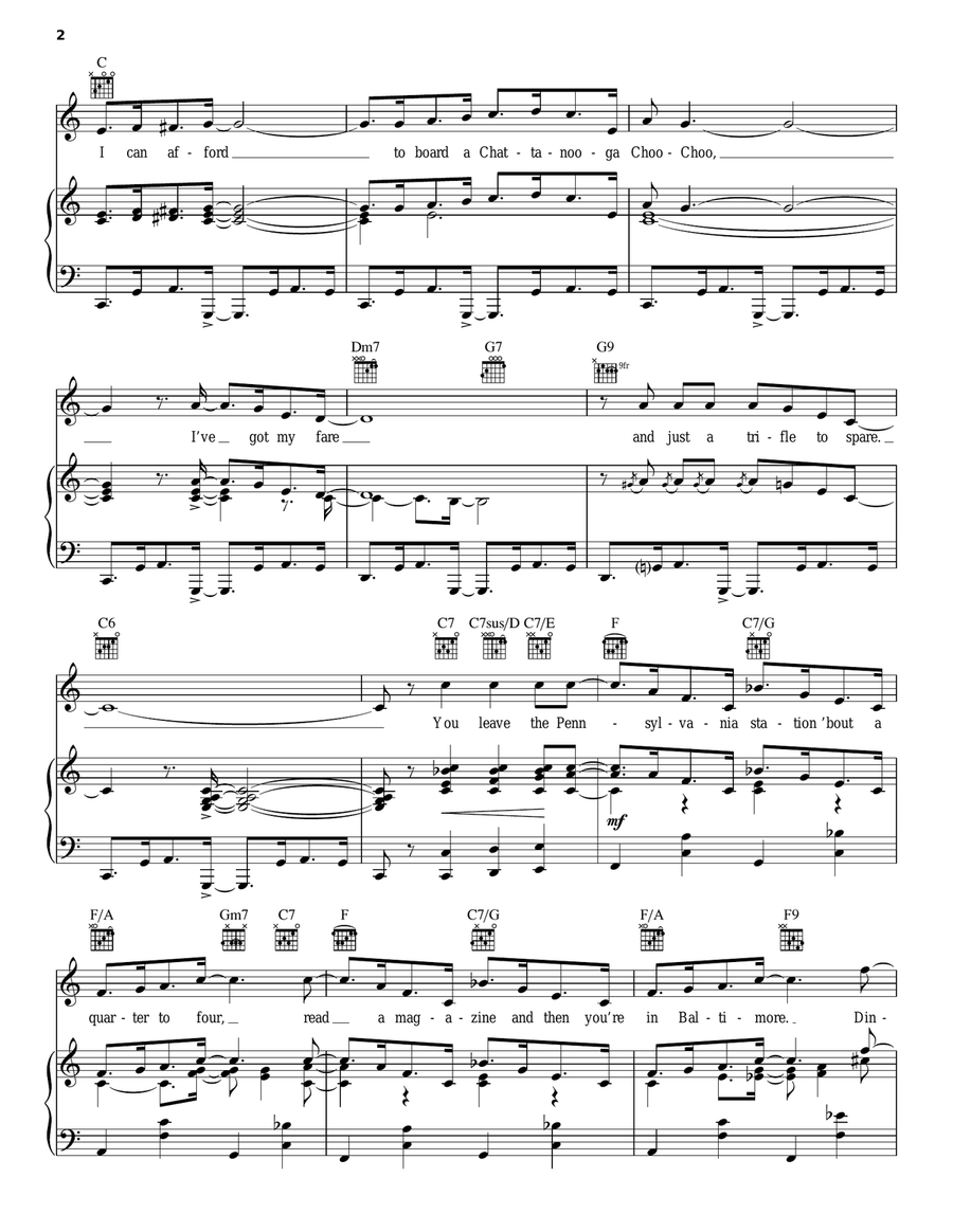 Chattanooga Choo Choo Piano, Vocal, Guitar scores gallery preview page 2