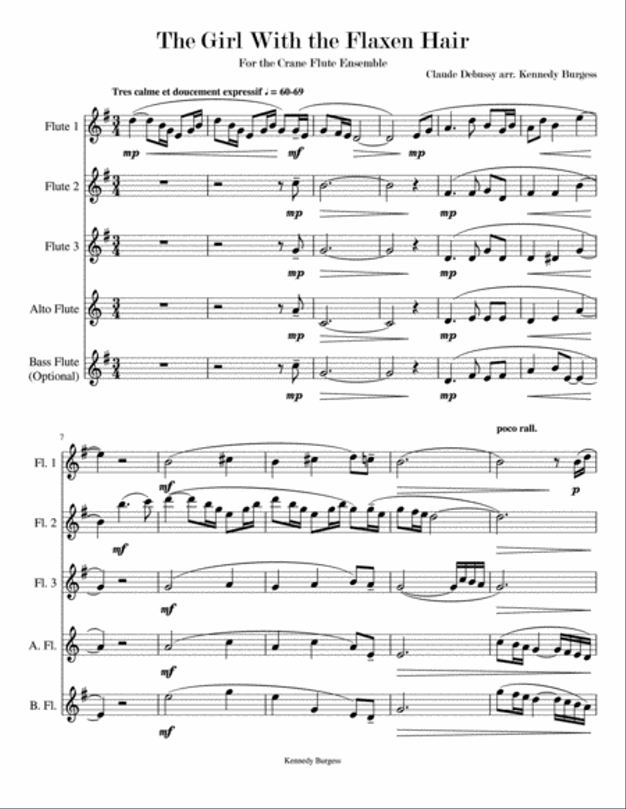 The Girl With the Flaxen Hair Woodwind Ensemble scores gallery preview page 1