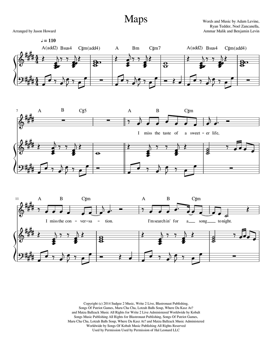 Maps Piano, Vocal scores gallery preview page 1