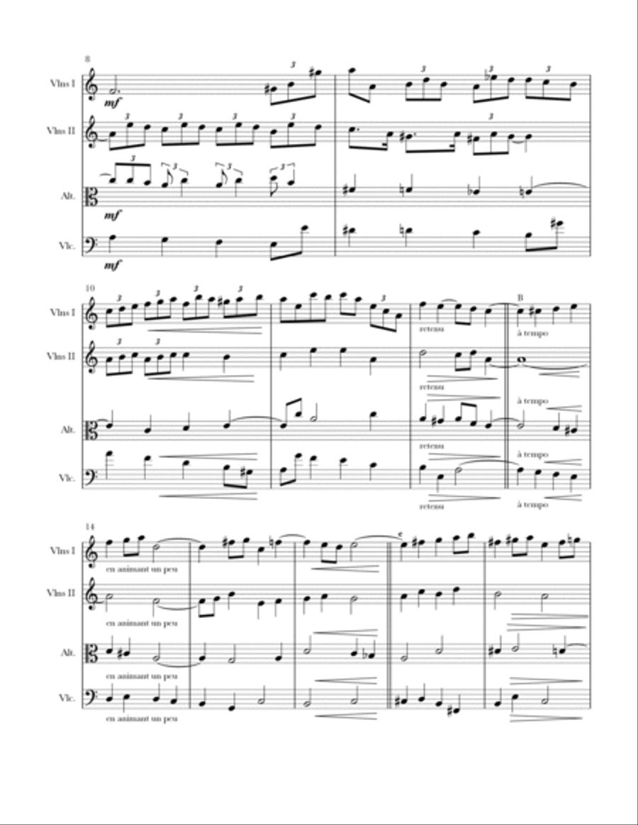 3 Couleurs anciennes pour quatuor à cordes (2e Mouvement) String Quartet scores gallery preview page 2