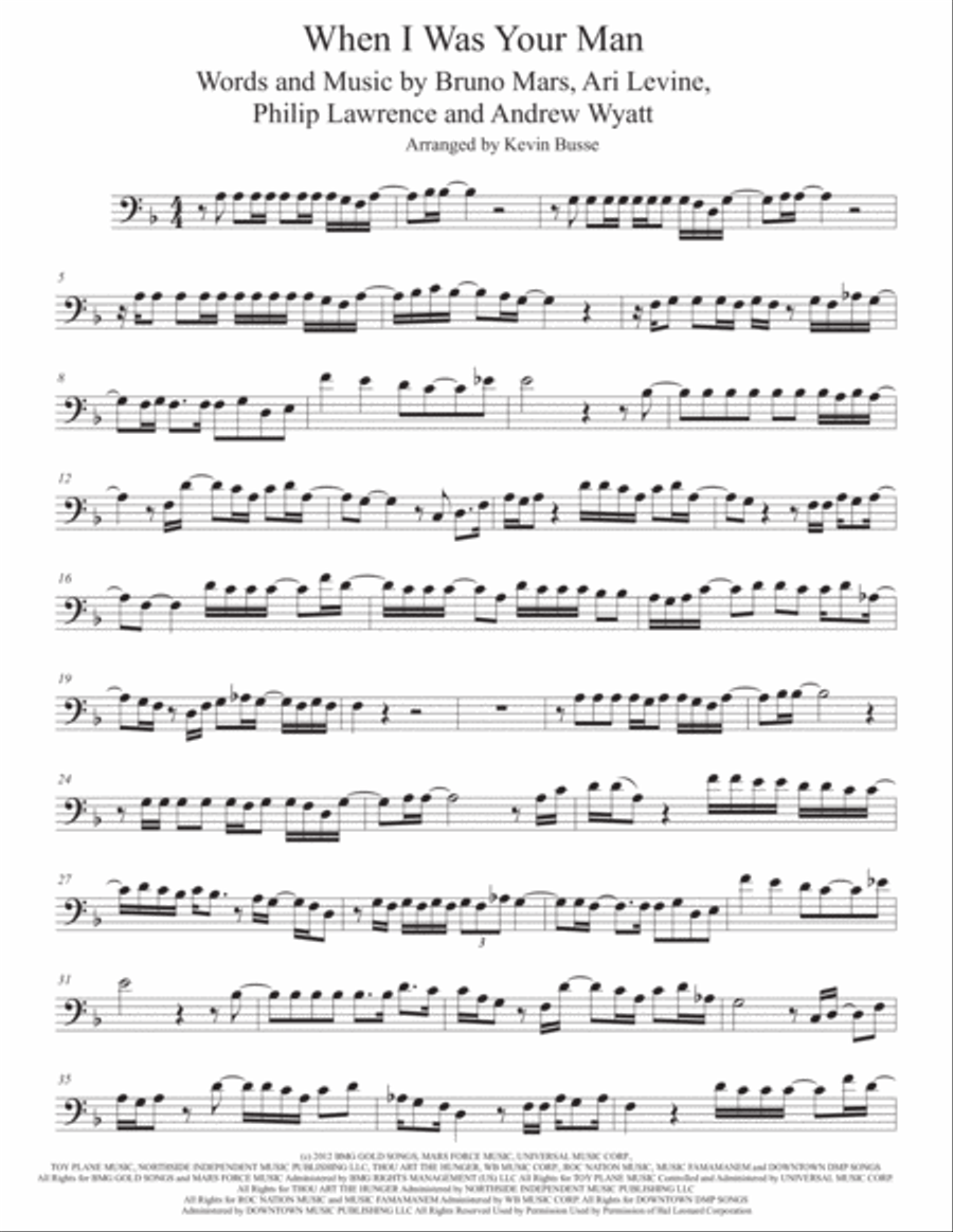 When I Was Your Man Euphonium scores gallery preview page 1