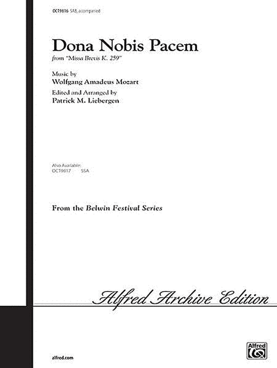 Dona Nobis Pacem (from Missa Brevis, K. 259)