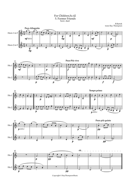 Bartók: For Children, Sz.42 5 Former Friends - horn duet image number null