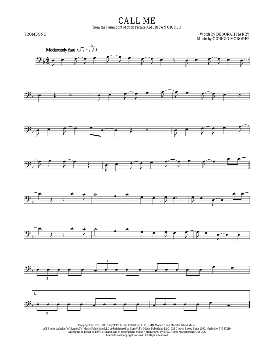 Call Me Trombone Solo scores gallery preview page 1