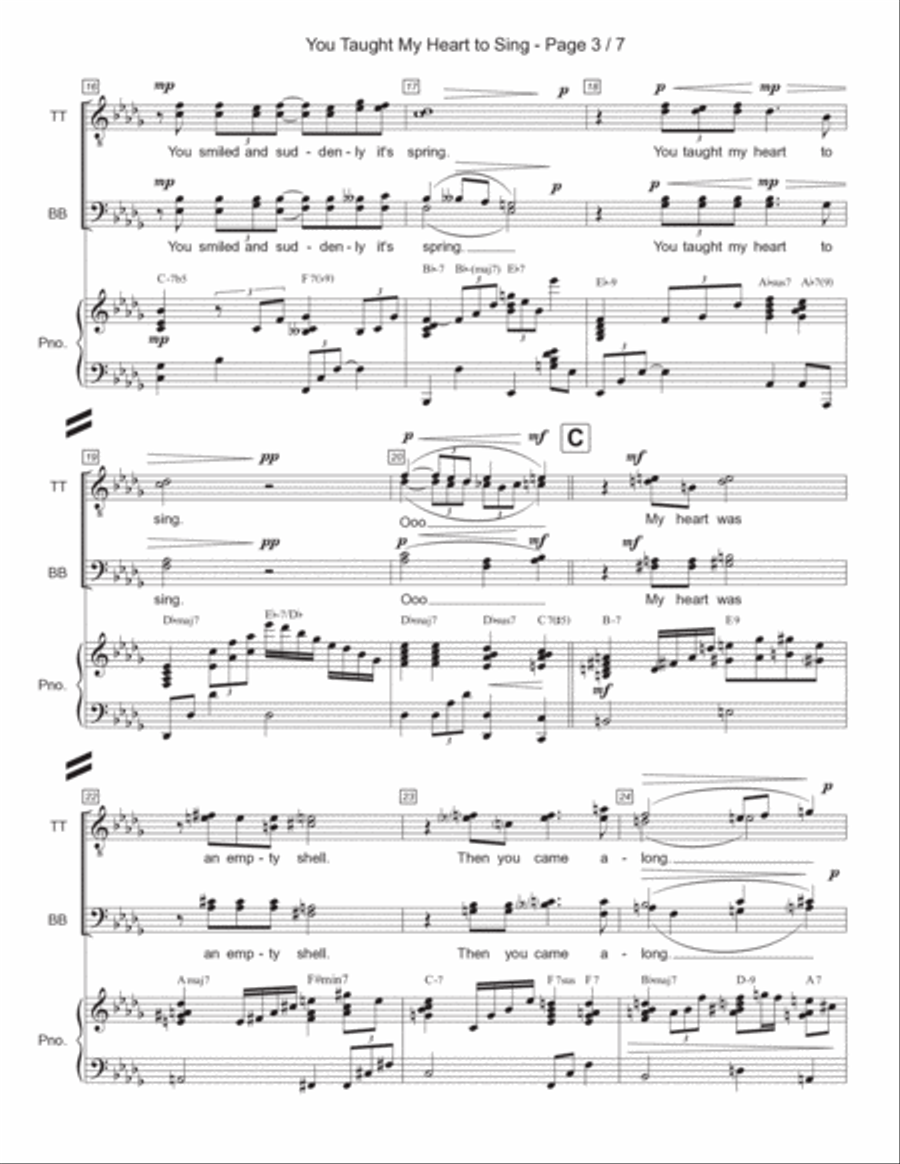 You Taught My Heart To Sing TTBB scores gallery preview page 3