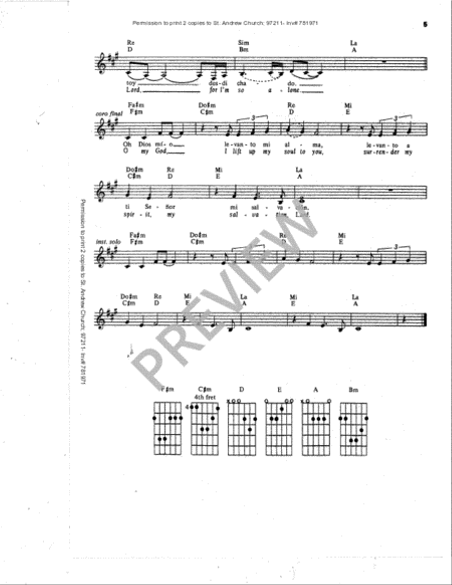 Levanto Mi Alma / I Lift Up My Soul to You Unison Choir scores gallery preview page 5