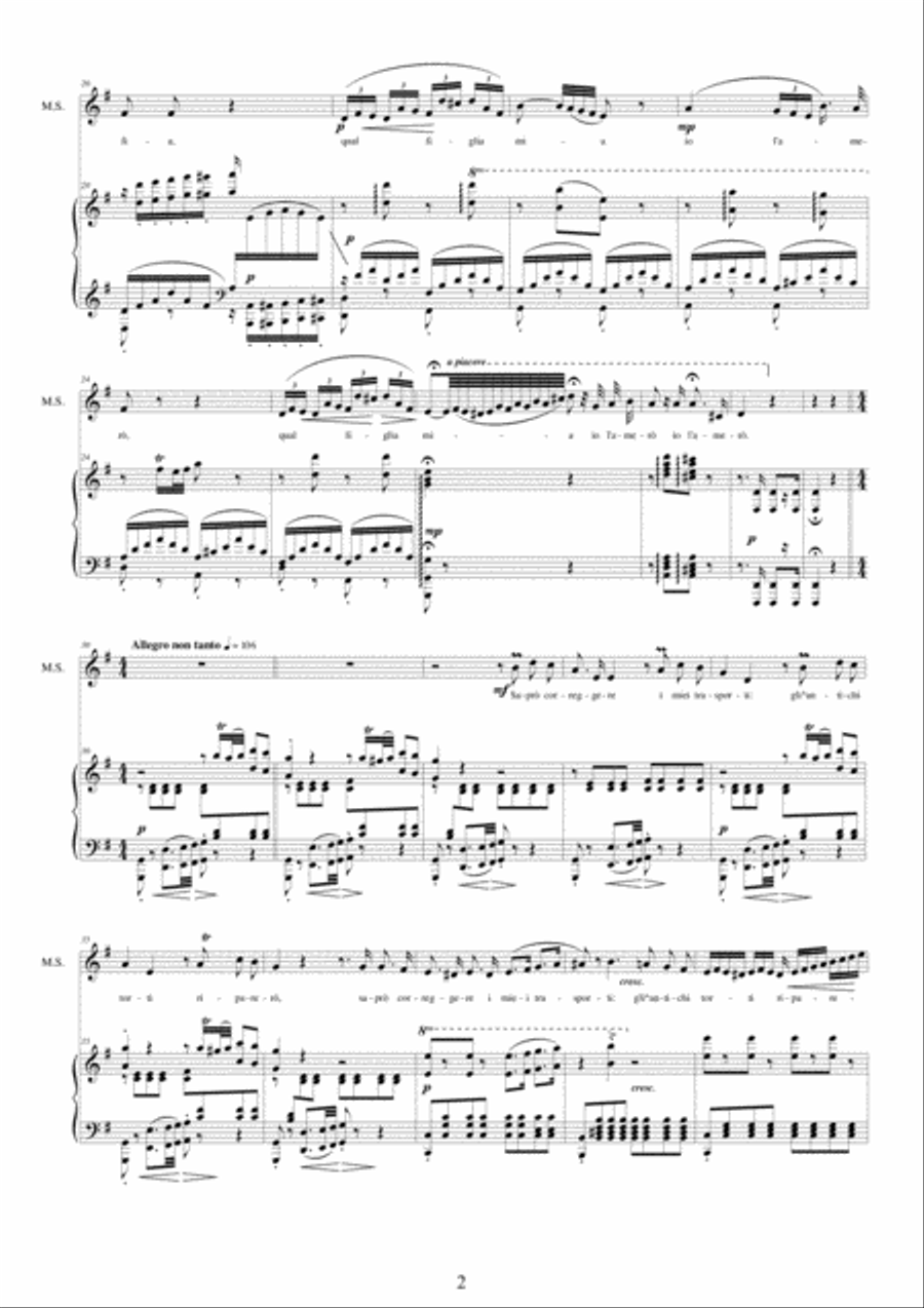 Rossini-La gazza ladra (Act 2) A questo seno - Mezzo-soprano and piano Mezzo-Soprano Voice scores gallery preview page 2