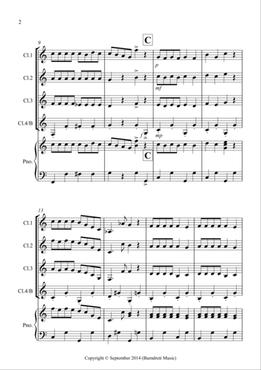 Dance of the Reed Pipes (Fantasia from Nutcracker) for Clarinet Quartet Clarinet Quartet scores gallery preview page 2