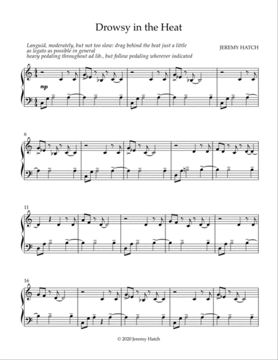 Drowsy in the Heat Piano Solo - Digital Sheet Music