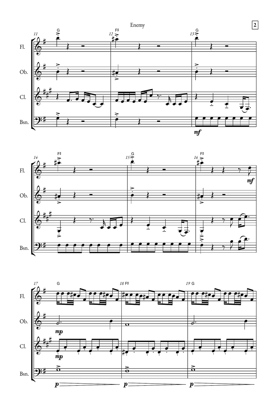 Enemy Woodwind Quartet scores gallery preview page 2