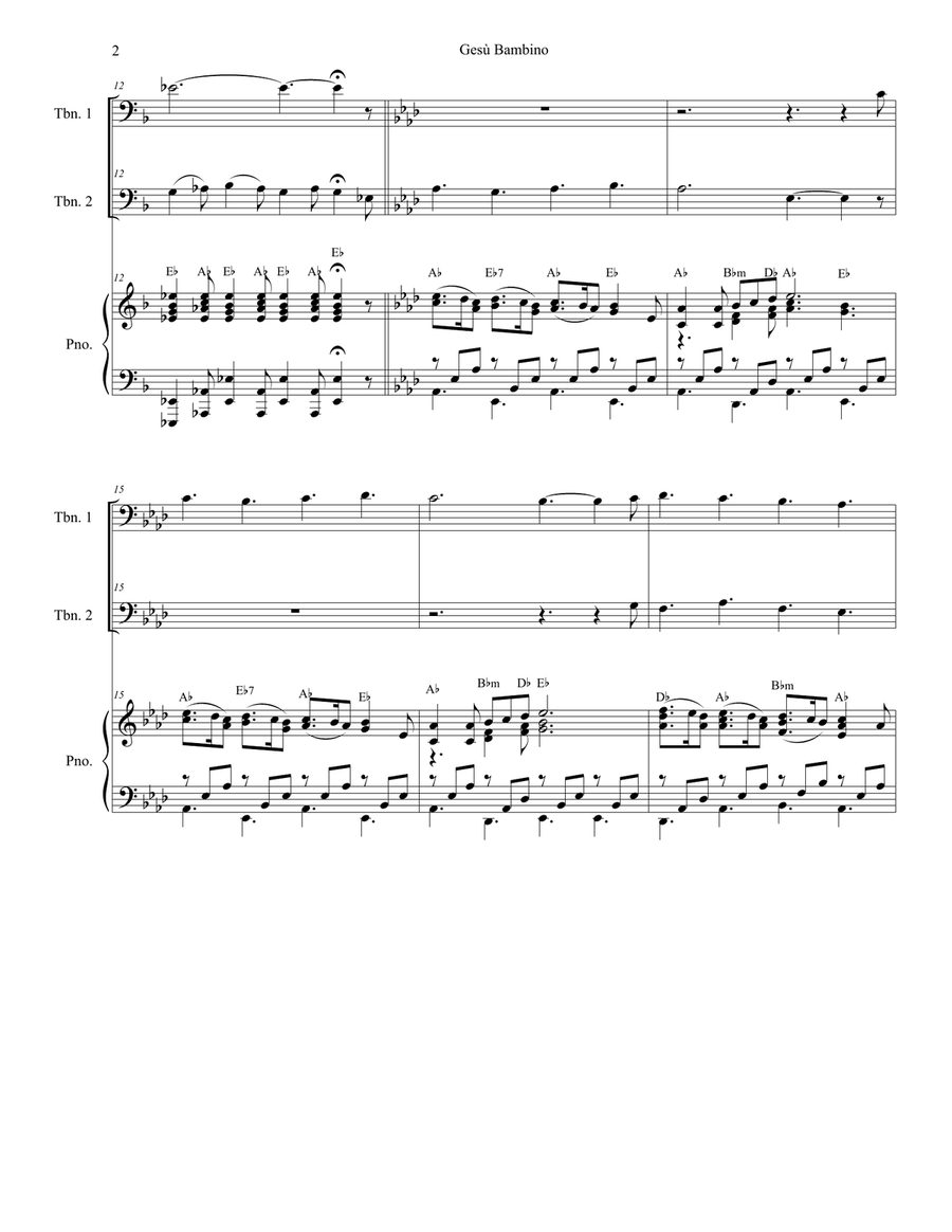 Gesu Bambino (Trombone Duet) Trombone Duet scores gallery preview page 3