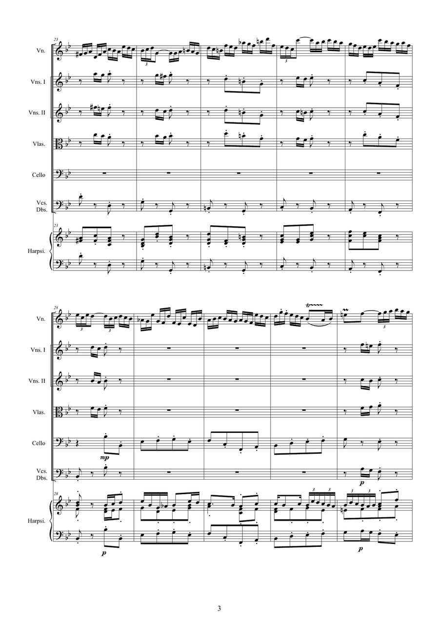 Bach - Violin Concerto in G minor BWV 1056 for Violin, Cello, Strings and Harpsichord Chamber Orchestra scores gallery preview page 3