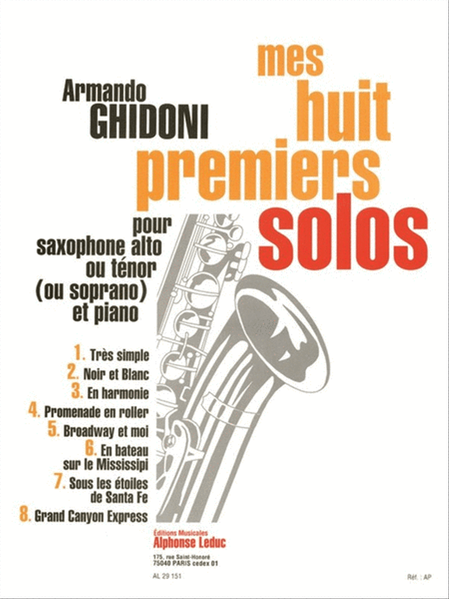 Mes Huit Premiers Solos Pour Saxohone Alto Et Piano Piano scores gallery preview page 1