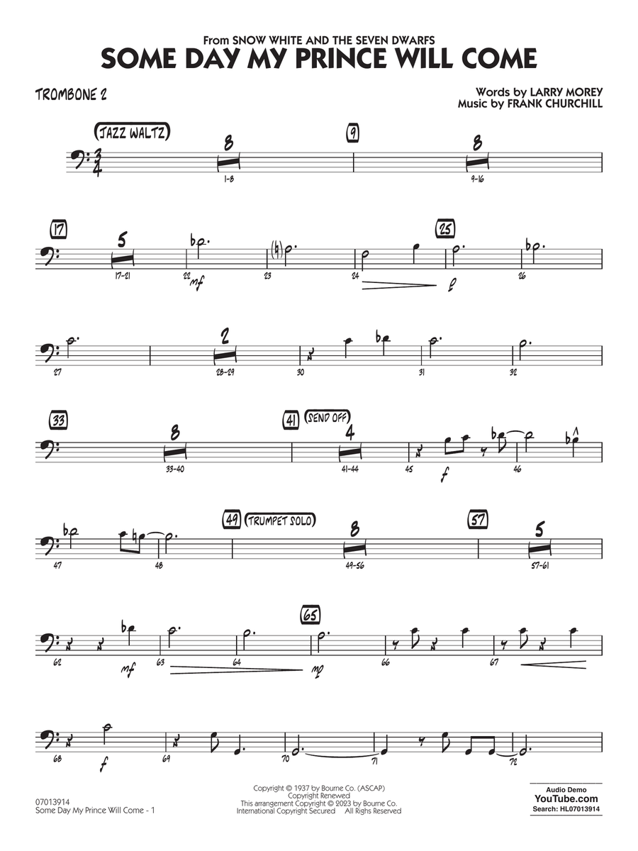 Some Day My Prince Will Come (arr. Chuck Israels) - Trombone 2