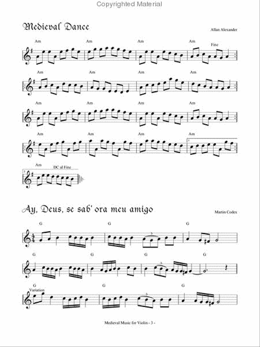 Medieval Music for Violin Violin Solo scores gallery preview page 2