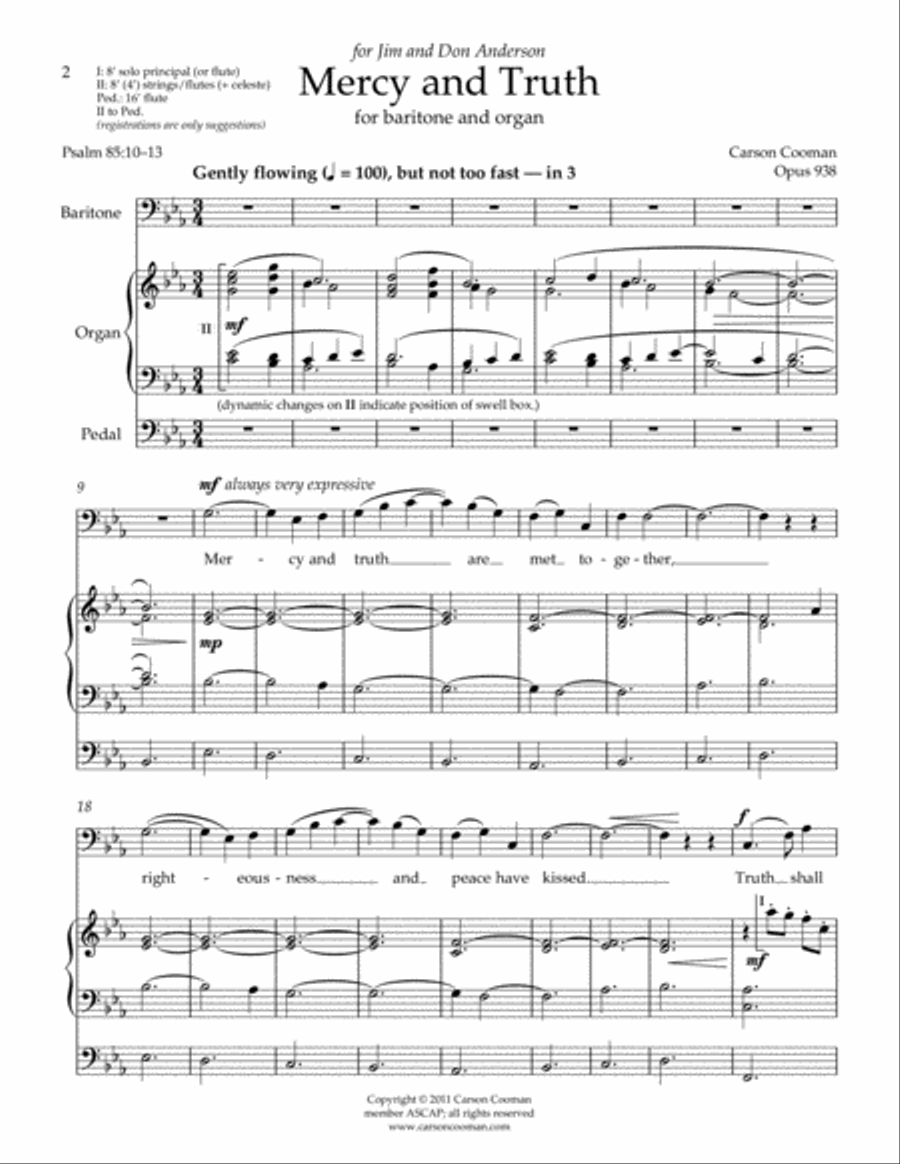 Mercy and Truth (baritone and organ version) Medium Voice scores gallery preview page 2