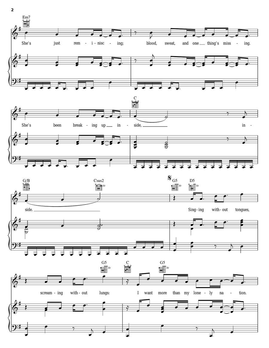 Lonely Nation Lonely Nation Piano, Vocal, Guitar scores gallery preview page 2
