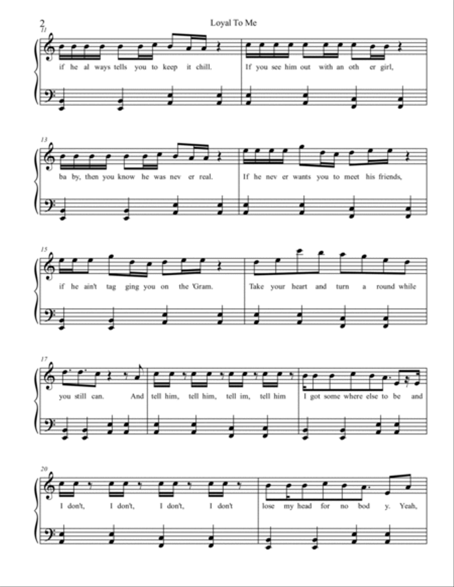 Loyal To Me Piano, Vocal scores gallery preview page 2