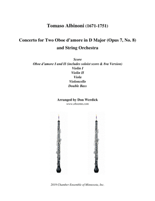 Concerto for Two Oboe d’amore in D Major, Op. 7 No. 8 and String Orchestra