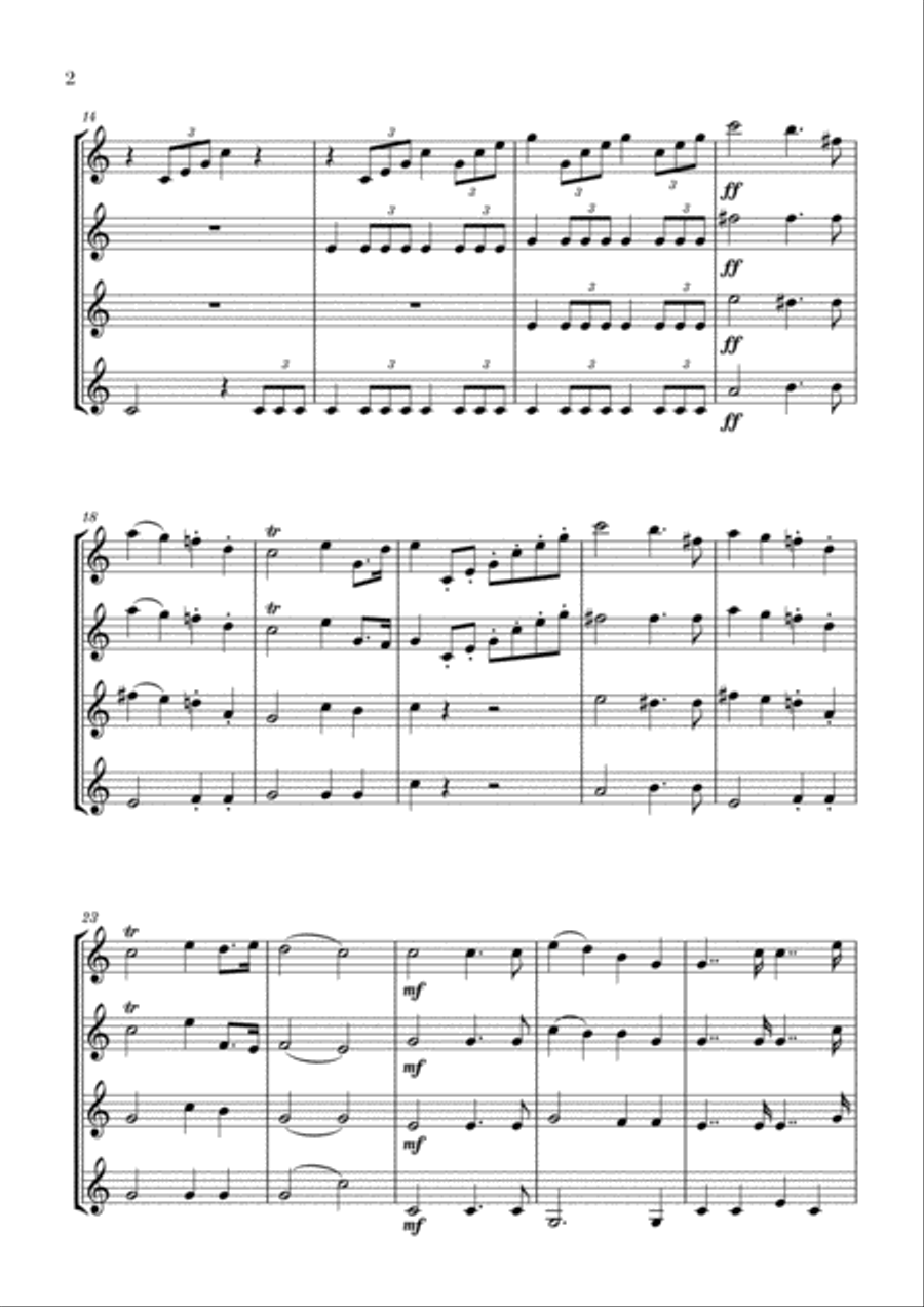 Wedding March for 2 Violins and 2 Flutes - Mendelssohn Wedding March for 2 Violins and 2 Flutes - Mendelssohn Flute scores gallery preview page 2