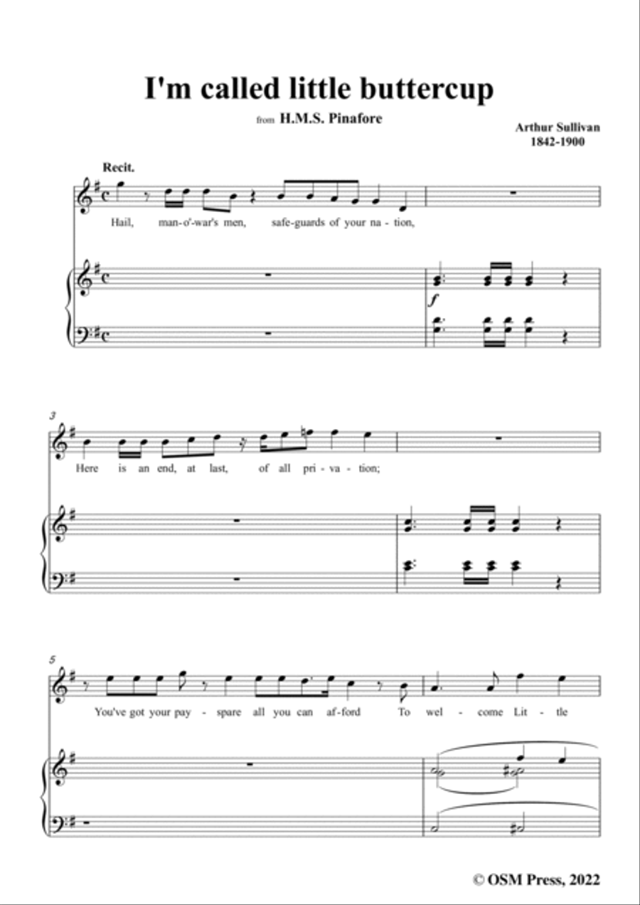 Sullivan-I'm called little buttercup,from H.M.S. Pinafore,in G Major Voice scores gallery preview page 3