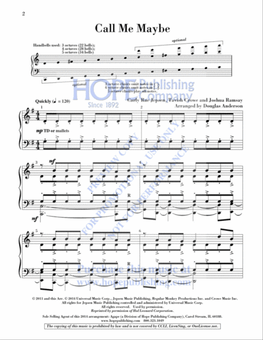 Call Me Maybe 5-Octaves scores gallery preview page 3