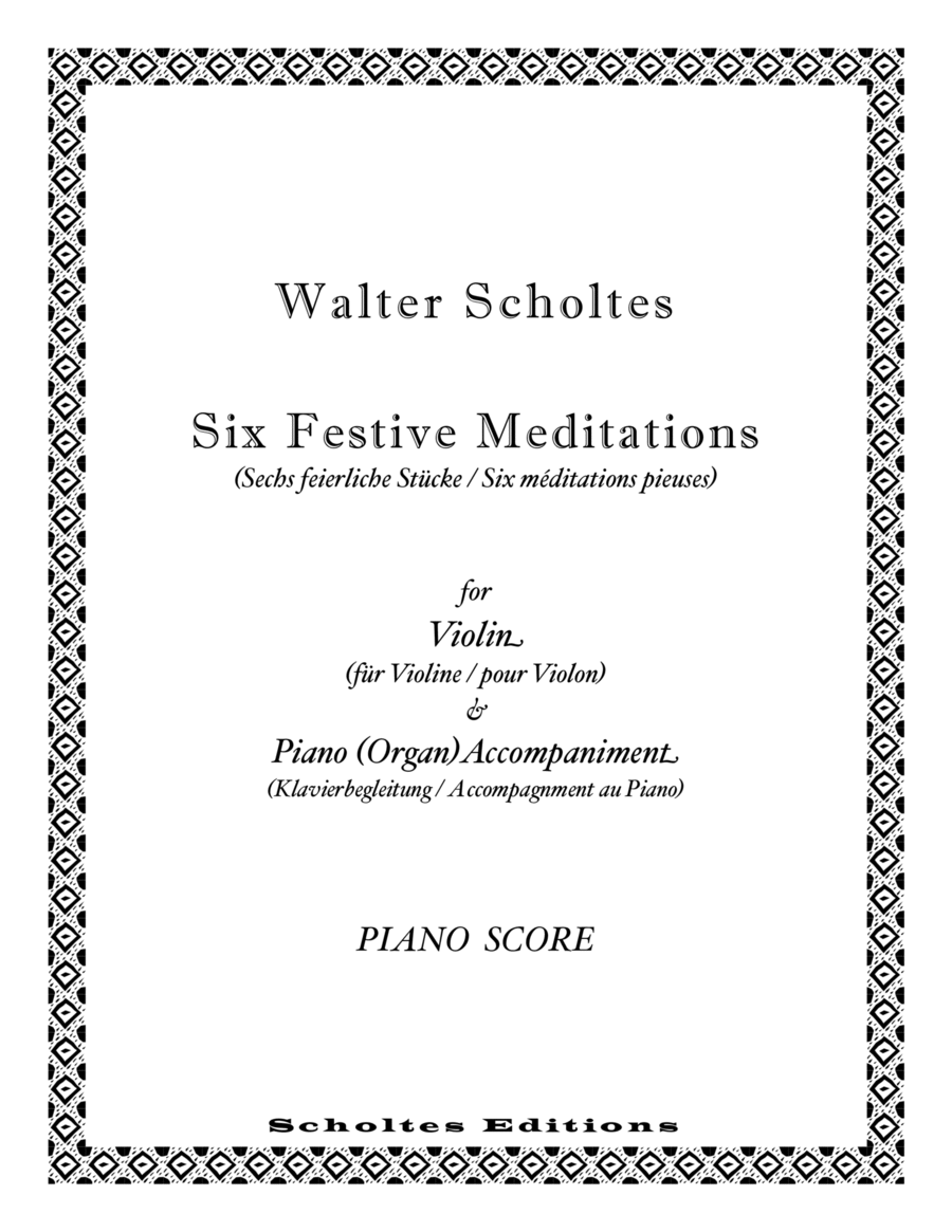 Six Festive Meditations for VIolin with Piano Accompaniment Violin Solo scores gallery preview page 1