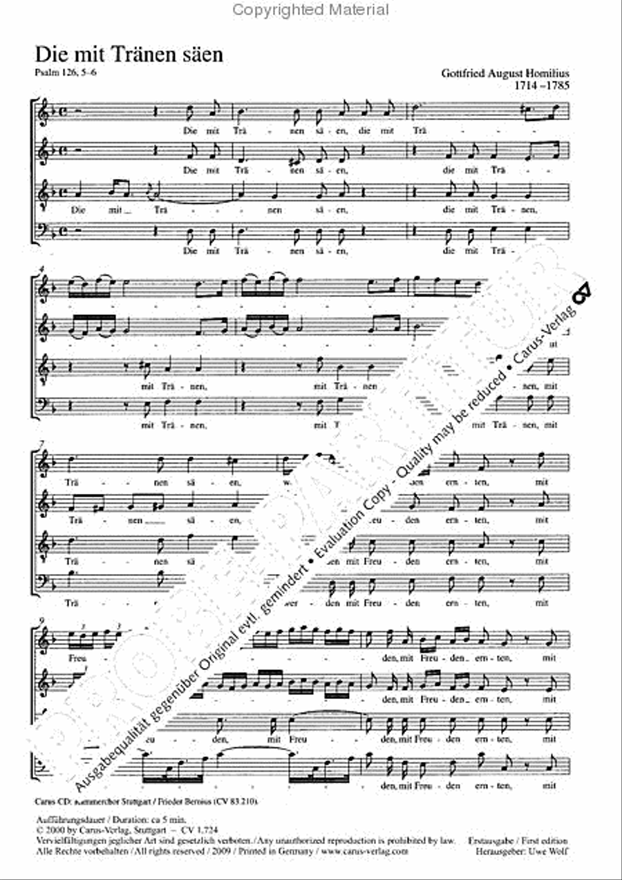He who weeping soweth (Die mit Tranen saen) 4-Part scores gallery preview page 2
