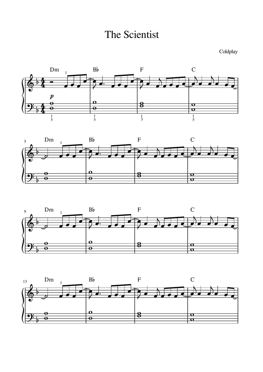 Easy piano the scientist outlet