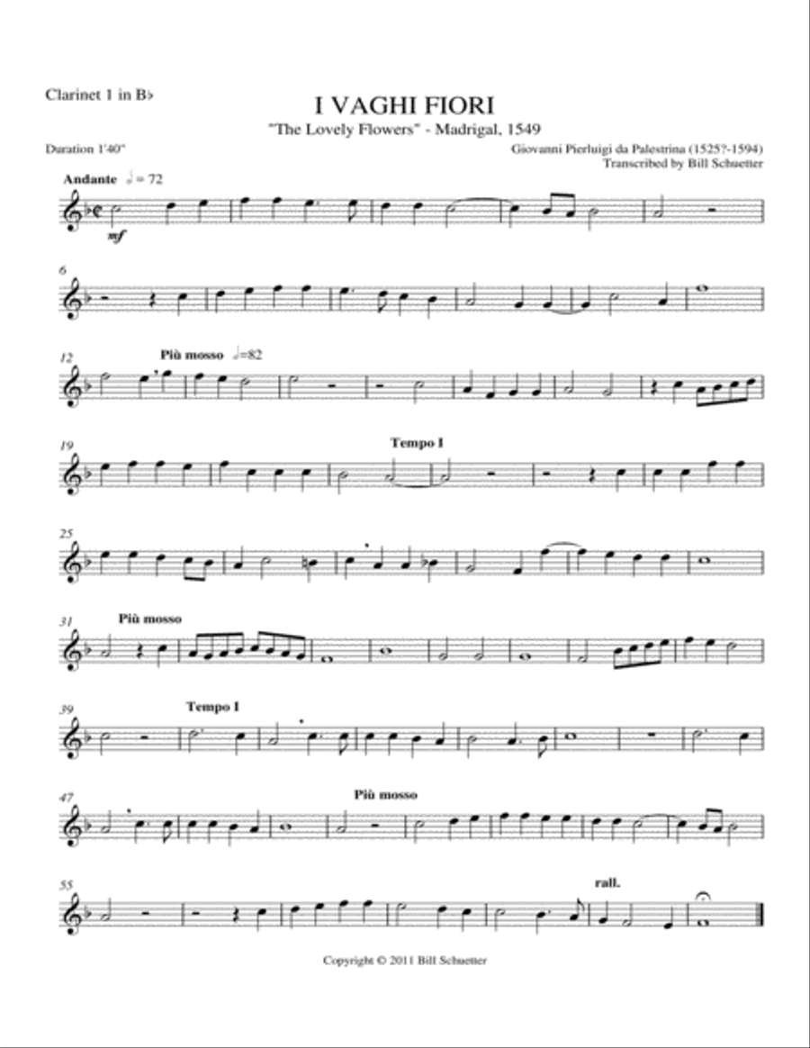 Vaghi Fiori Clarinet Quartet scores gallery preview page 3
