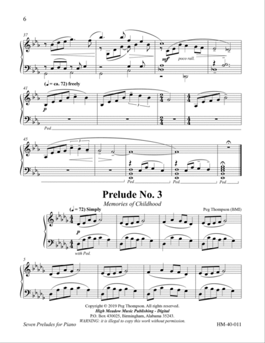 Seven Preludes for Piano Piano Method scores gallery preview page 6