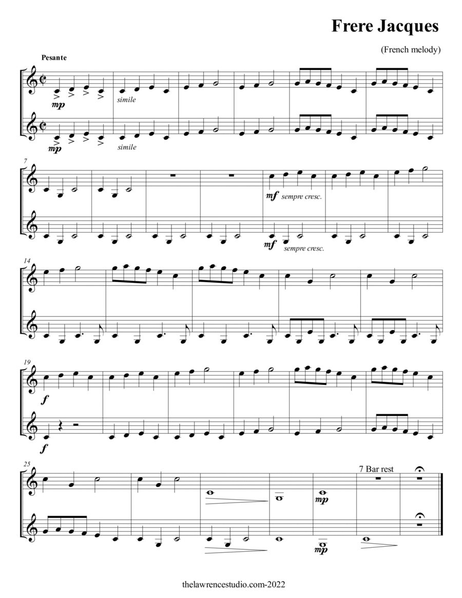 Frere Jacques String Duet scores gallery preview page 1