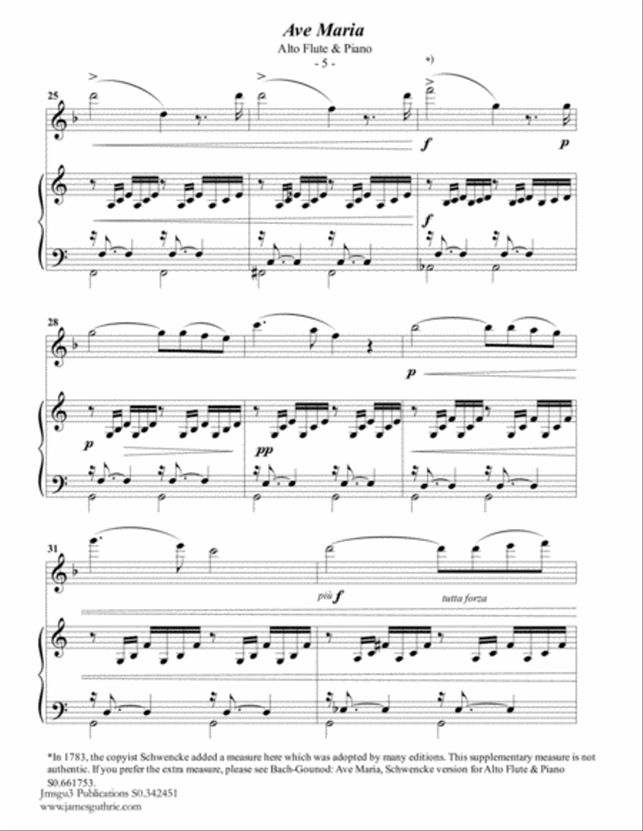 Bach-Gounod: Ave Maria for Alto Flute & Piano Flute Solo scores gallery preview page 5