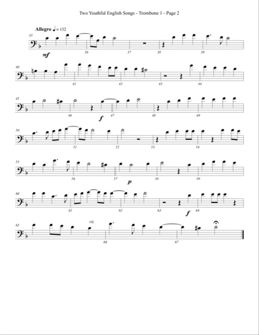 Two Youthful English Songs for Trombone or Low Brass Quartet