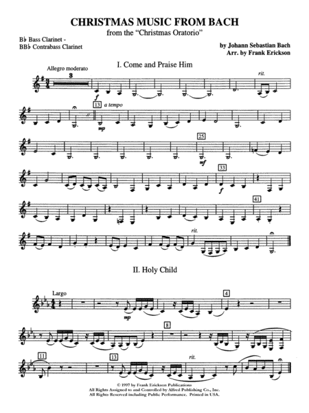 Christmas Music from Bach: B-flat Bass Clarinet