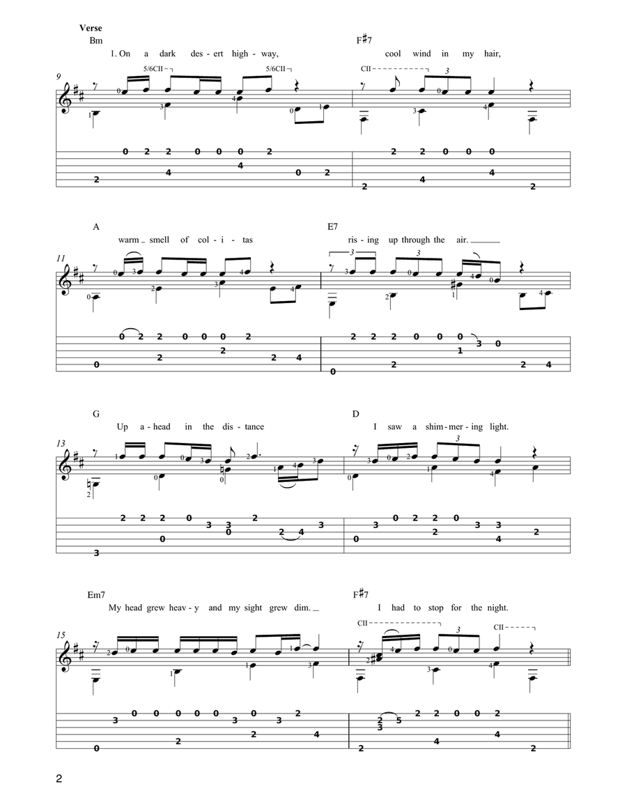 Hotel California (arr. Ben Pila) Acoustic Guitar scores gallery preview page 2