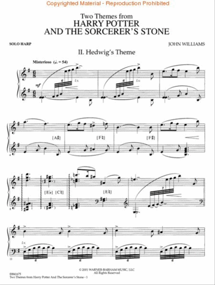 Two Themes from Harry Potter and the Sorcerer's Stone Harp scores gallery preview page 2