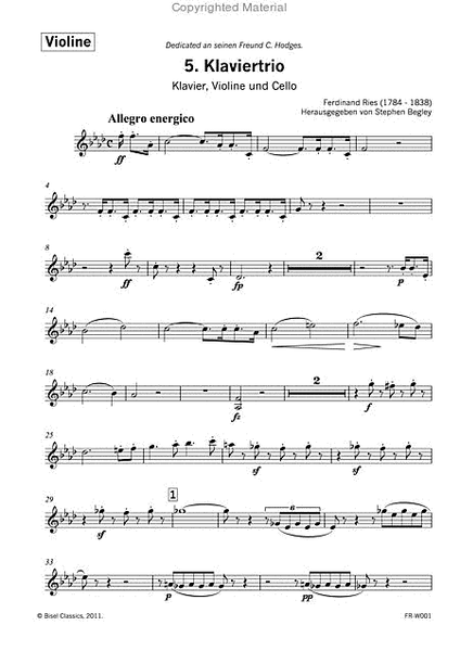 5. Klaviertrio - Klavier, Violin und Cello - Violin Part
