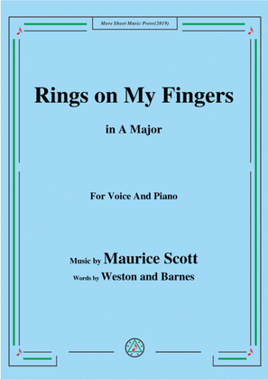 Book cover for Maurice Scott-Rings on My Fingers,in A Major,for Voice&Piano