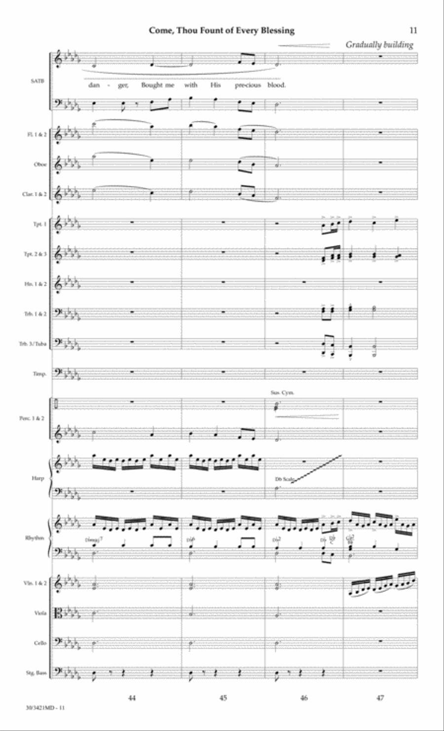 Come, Thou Fount of Every Blessing - Orchestral Score and Parts Choir scores gallery preview page 14