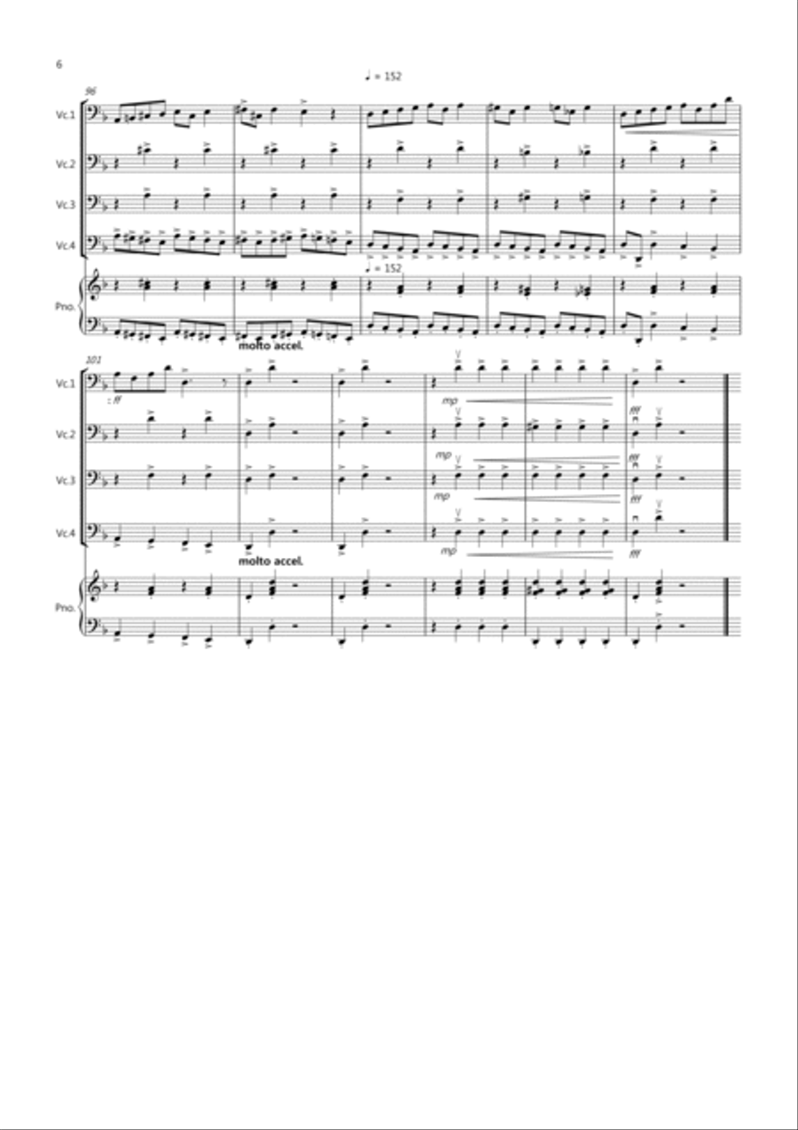 2 Classical Favourites for Cello Quartet (volume one) Cello Solo scores gallery preview page 6