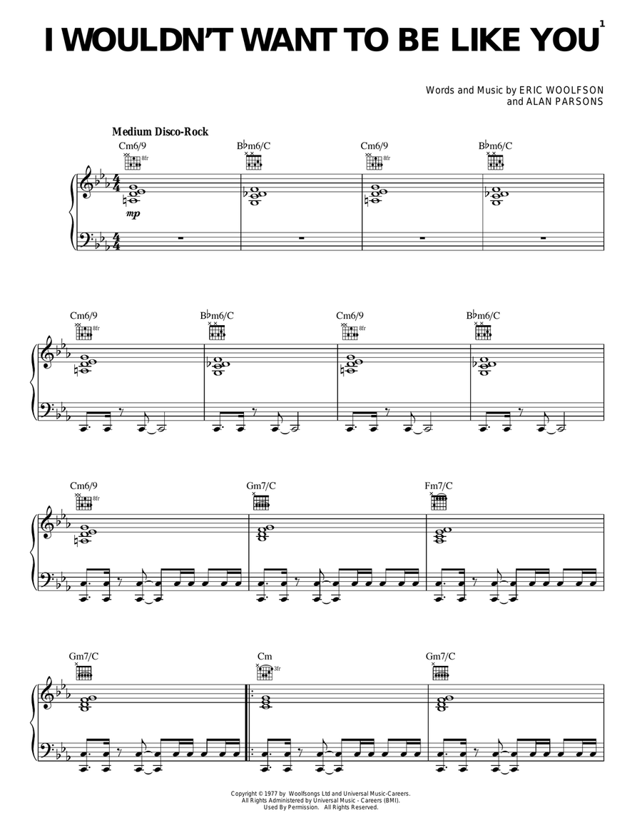 I Wouldn't Want To Be Like You Piano, Vocal, Guitar scores gallery preview page 1
