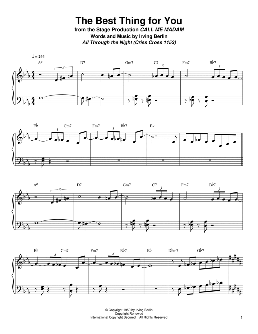 The Best Thing For You Piano scores gallery preview page 1