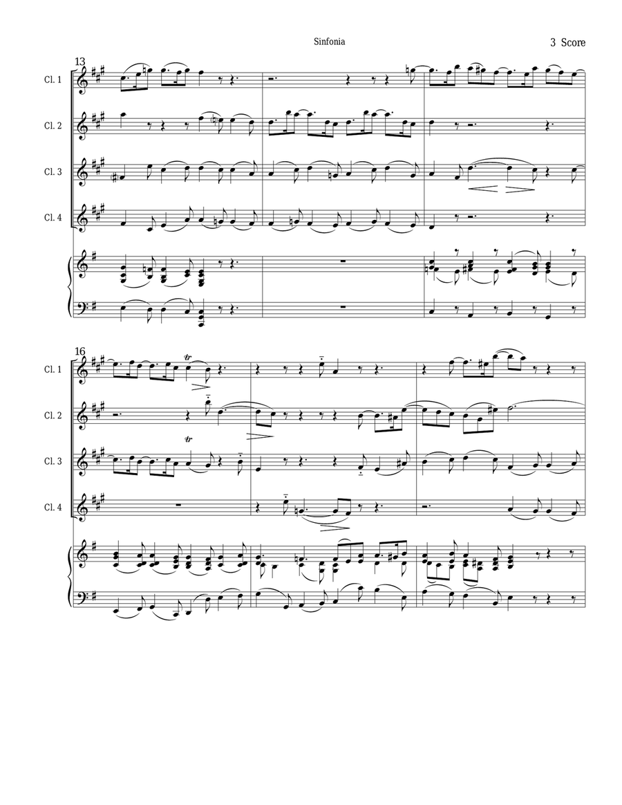 Sinfonia from Bach's Christmas Oratorio for clarinet quartet Clarinet Quartet scores gallery preview page 3